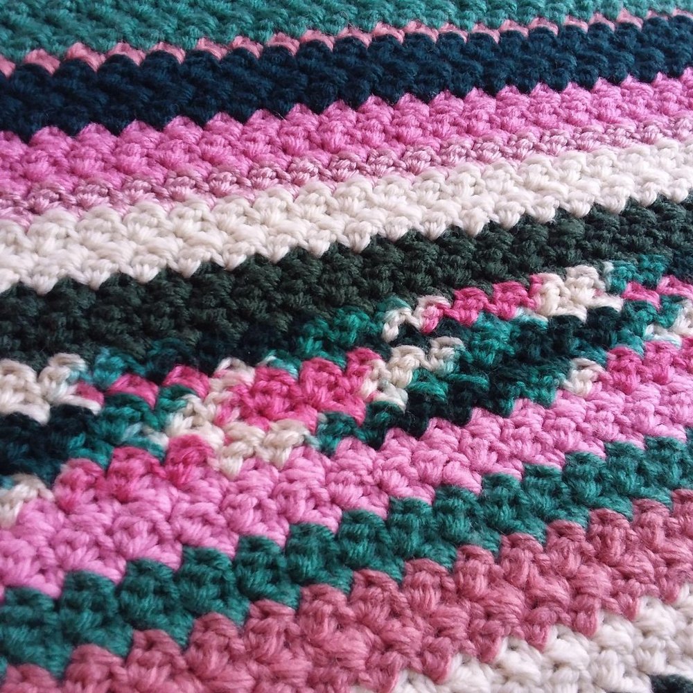 Vintage Crochet Baby Hand Made Knitted Quilt